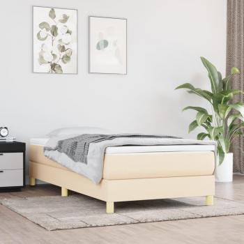 Estructura de cama box spring tela color crema 80x200 cm