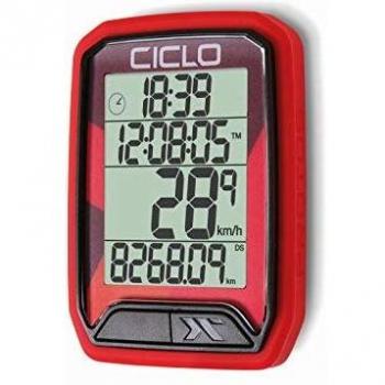 Computadora para bicicleta CicloSport Protos 113 con 13 funciones, color rojo