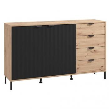 Buffet MEVIELA con 2 puertas y 4 cajones - Natural y Negro