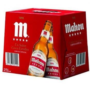 Mahou 5 Estrellas - Cerveza Dorada Lager, Pack de 12 Botellas x 25 cl – 5,5% Volumen de Alcohol