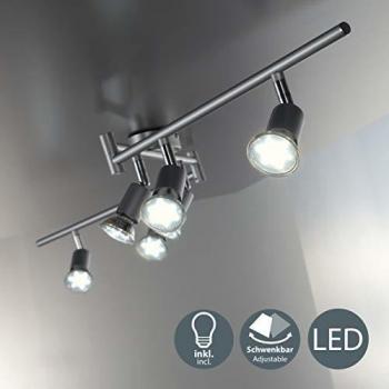 Plafón LED Lunis VI - 6 Spots Orientables, 3W GU10, Luz Cálida 3000K, Diseño Moderno en Titanio