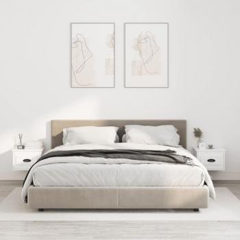Mesitas de Noche de Pared 2 Uds Blanco Brillante 41.5x36x28 cm