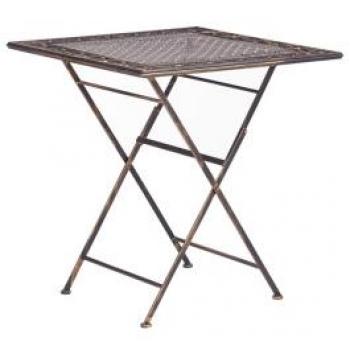 Mesa de Jardín Plegable 70 x 70 cm Metal Negro Estilo Retro Francés Resistente a Rayos UV Bormio