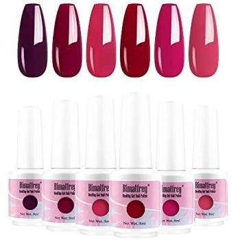 Bimatfrey Esmaltes de Uñas, Esmaltes en Gel Uñas UV LED, 6pcs Kit de Esmaltes Semipermanentes para Uñas, Kit de Esmaltes de Uñas en Gel Soak，Set de Regalo de Uñas de Gel de Colores