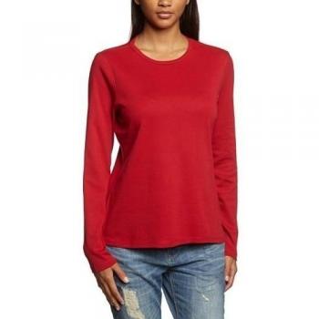 Eddie Bauer 092460, Camiseta De Manga Larga Con Cuello Redondo Para Mujer, Rojo