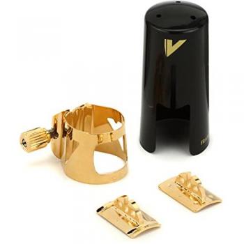 Vandoren Optimum Plastic Soprano Saxophone Ligature with Mouthpiece Cap - LC06P Gold