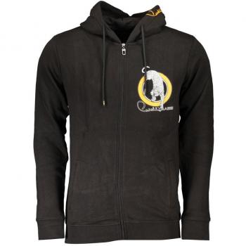 Cavalli Class Black Cotton Hooded Zip Sweatshirt - S