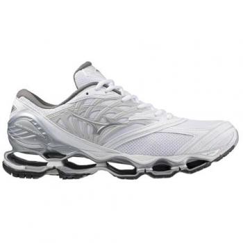 Mizuno Men's Wave Prophecy LS Sneakers - White/Silver/Harbor Mist, Size 12 US (EU 45)