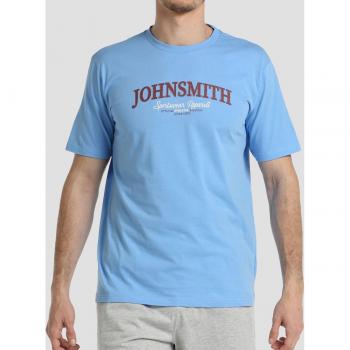Camiseta de hombre John Smith Jaula M 073 Azul algodón