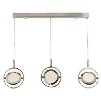 Colgante LED Gyroscope 3 Luces Cromo con Arena Cristal 3000K