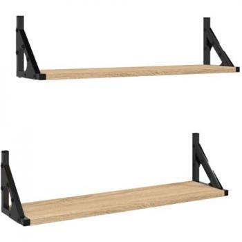 Estantes de pared 2 piezas roble Sonoma 60x15x15,5 cm