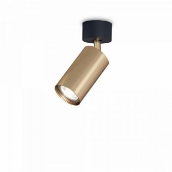 Lámpara de techo Ideal Lux Dynamite con 1 foco GU10 en latón satinado, altura 16,5 cm