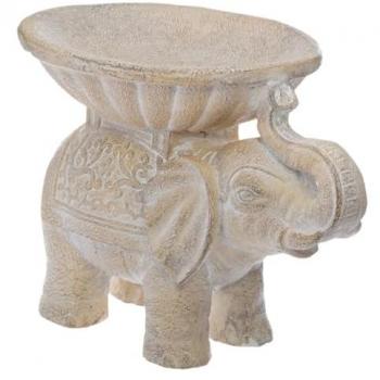 Estatua decorativa de elefante Niki en magnesia blanca - H30 cm