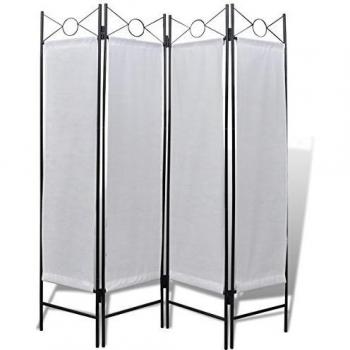 240808 4-Panel Room Divider Privacy Folding Screen White 160 x 180 cm - Untranslated