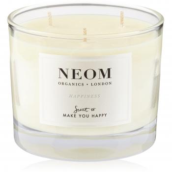 NEOM- Happiness Scented Candle, 3 Wick | Essential Oil Aromatherapy Candle | Neroli, Mimosa & Lemon | Scent to Make You Happy