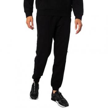 EA7 Emporio Armani Men's Black Regular Fit Jogging Pants with Logo Tape, Size S