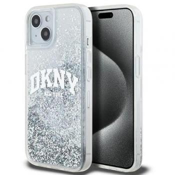 Funda rígida DKNY Liquid Glitter Big Logo para iPhone 15/14/13 - Blanca