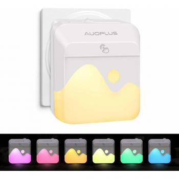 AUOPLUS Multi-Colores LED Luz Nocturna Infantil,Lámpara Quitamieda de pared para Niños con Sensor Crepuscular,Control Táctil,luz de Ambiente para Habitación Bebé,Dormitorio,Sala,Garaje,Baño,Pasillos
