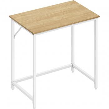 Escritorio Moderno para Oficina y Teletrabajo - Estación de Trabajo Compacta 50x80x76 cm, Estructura de Metal, Roble Natural y Blanco Perla, Ideal para Estudio y Dormitorio