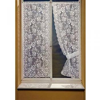 Par de cortinas bonne-femme blanc con encaje 60x120 cm