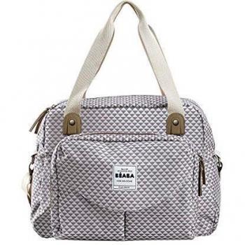 BÉABA – Bolso Carro bebé Genève II, Cambiador de Pañales Modulable, Gran Capacidad, Bolsillo Delantero Extraíble, Smart Colors Gris/Corail