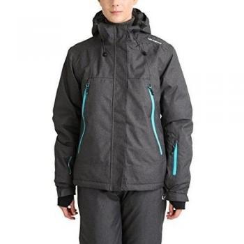 Ultrasport Chaqueta de Esquí para Mujer Mel - Chaqueta Deportiva para Mujer Impermeable y Transpirable con Tela Ultraflow 10.000, Gris Oscuro/Azul, XS