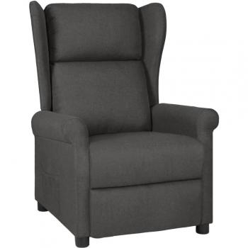 Sillón reclinable de Tela Gris Oscuro - Sillón ergonómico, tapizado en tela suave, mecanismo reclinable, estructura de madera resistente, reposabrazos acolchados, diseño moderno y elegante
