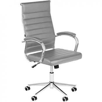 Silla de Oficina Mollis en Polipiel Gris, Ergonométrica, Altura Ajustable y Con Reposabrazos Acolchados