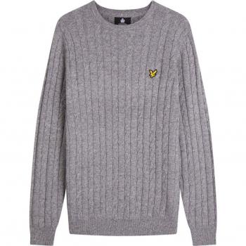 Lyle & Scott Gray Cable Knit Pullover for Men - One Size