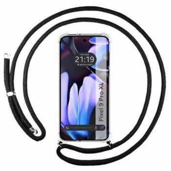 Funda Colgante Transparente para Google Pixel 9 Pro XL 5G con Cordon Negro