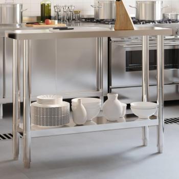 Mesa de trabajo de cocina de acero inoxidable 110x30x85 cm