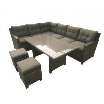 Conjunto Lacai 5 Piezas | Conjunto de sofás, taburetes y mesa de jardín | Muy Resistente para Exterior | Rattan sintético