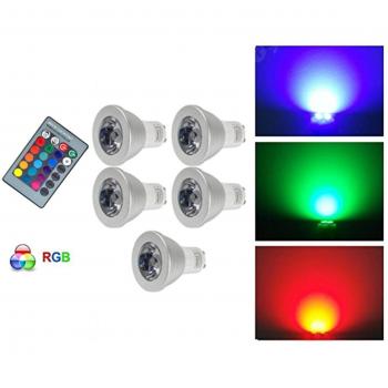G de Anica 5 x GU10 RGB LED Bombilla Foco Multicolor Bombilla con mando a distancia
