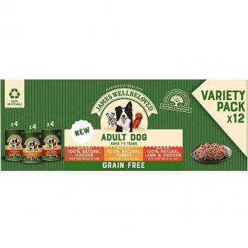 James Wellbeloved Adult Grain-Free Dog Food - Mixed Pack - 12 x 400 g