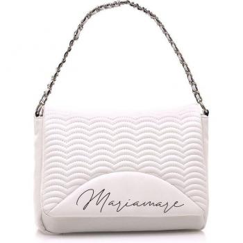 Mariamare Ondea Bolso de Hombro para Mujer, Color Blanco, Tejido Acolchado con Cierre de Solapa y Asa de Cadena - 10x20x28 cm
