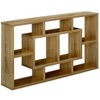 Estante de Pared Práctico con 8 Compartimientos - 85 x 47,5 x 16 cm - Diseño Moderno en Color Madera