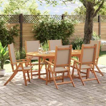 Set de almuerzo de jardín 7 piezas de madera maciza de acacia y textilene