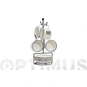 Tazas cafe/cortado set 4 u con soporte frase 14 cl