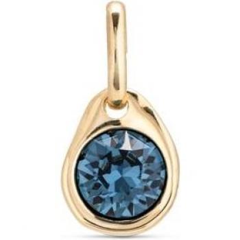 UNO de 50 - Gold-Plated Circular Charm with Sapphire Blue Crystal