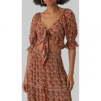 Top anudado de mujer estampado Summer Vibes - Only Top con diseño floral para el verano