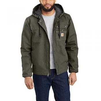 Carhartt Men's Bartlett Green Work Jacket with Sherpa Lining - Size S