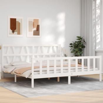 Estructura de cama con cabecero madera maciza blanca 200x200 cm vidaXL