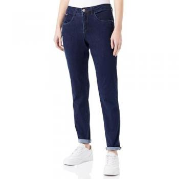 Cream Women's Skinny Fit Midrise Jeans with 5 Pockets in Dark Blue Denim