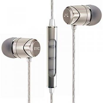 SoundMAGIC E11C - Auriculares intrauditivos estéreo, con Cable y micrófono, Alta fidelidad, Aislamiento de Ruido, Graves potentes, Cable antienredos, Acabado en Acero Pulido