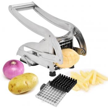 Cortador de patatas, acero inoxidable cortador de verduras máquina con 2 cuchillas intercambiables
