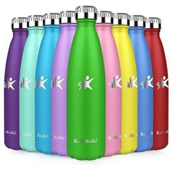 KollyKolla Botella de Agua Acero Inoxidable, Termo Sin BPA Ecológica, Botellas Termica Reutilizable Frascos Térmicos para Niños & Adultos, Deporte, Oficina, Yoga, Ciclismo,