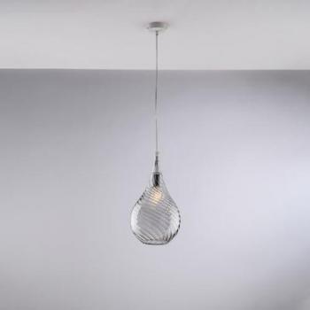 Lámpara Colgante Moderna Pluvia 1 Luz E27 Vetro Pirex Gris Humo