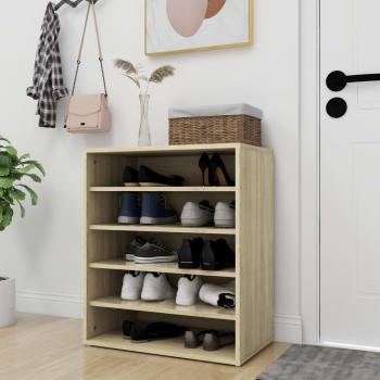Zapatero de madera contrachapada color roble 60x35x70 cm