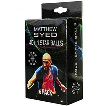 Sure Shot Matthew Syed 40+ 1 Star Table Tennis Balls, Pack of 6