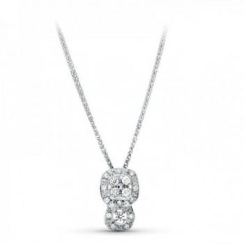 Gargantilla Inmaculada Romero Oro Blanco 18k Mujer con Colgante de Circonitas Dos Cuadrados 15mm